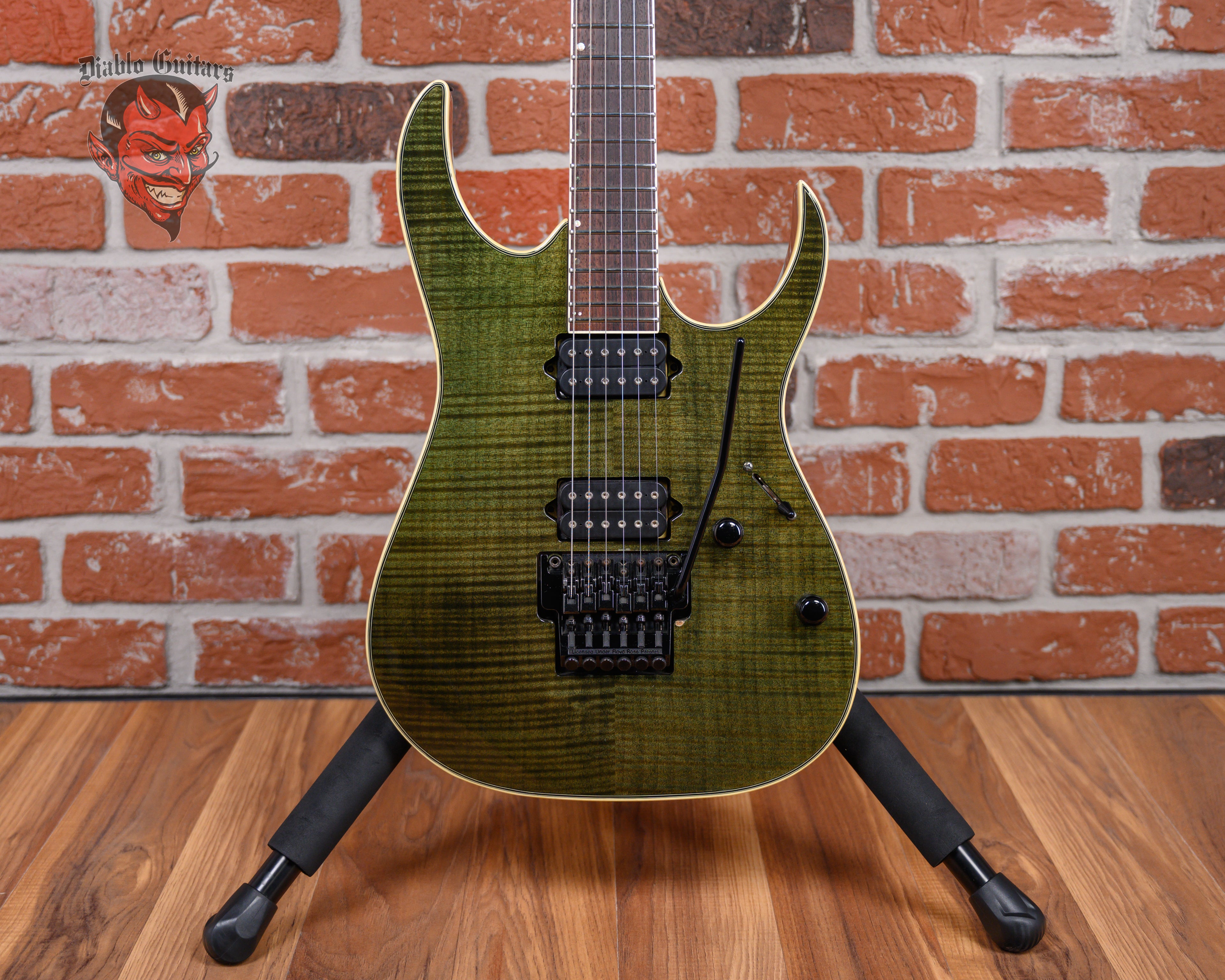 Ibanez J Custom RG1802 AAAA Flame Maple Top Silky Black 1997 w