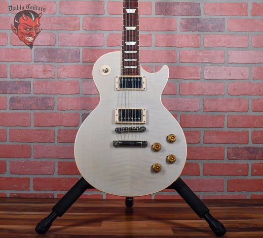 Gibson Custom Shop 1959 Les Paul Reissue Figured Maple Top Transparent White with Blue Back Finish 2005 w/OHSC