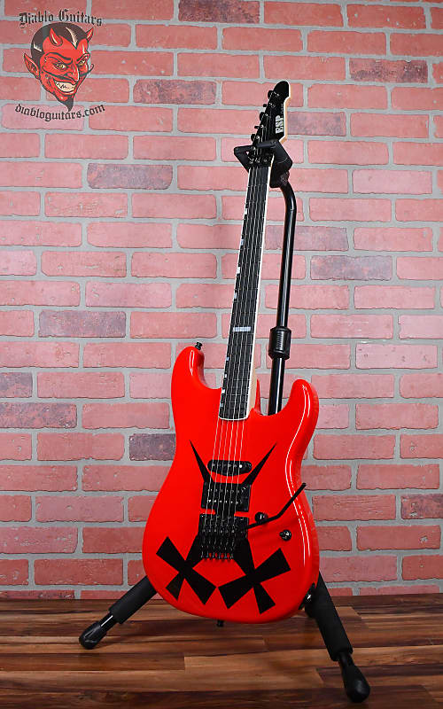 ESP Custom Shop Chris Degarmo "Cross Daggers" ST 2023 - Red With Black Cross Daggers Graphic w/OHSC (Available now!)