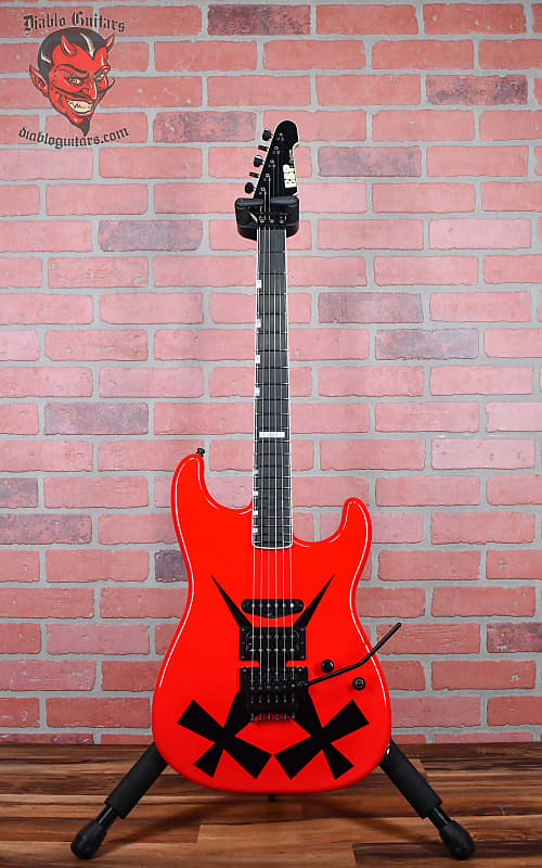 ESP Custom Shop Chris Degarmo "Cross Daggers" ST 2023 - Red With Black Cross Daggers Graphic w/OHSC (Available now!)