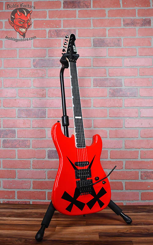 ESP Custom Shop Chris Degarmo "Cross Daggers" ST 2023 - Red With Black Cross Daggers Graphic w/OHSC (Available now!)