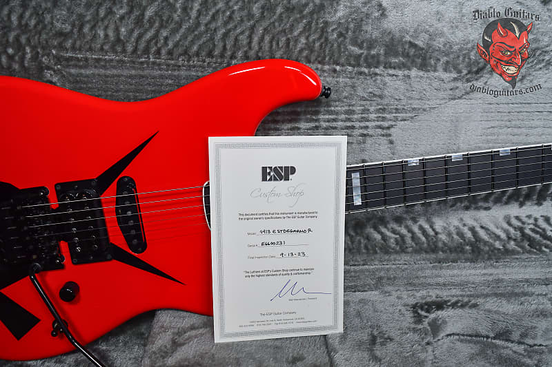 ESP Custom Shop Chris Degarmo "Cross Daggers" ST 2023 - Red With Black Cross Daggers Graphic w/OHSC (Available now!)