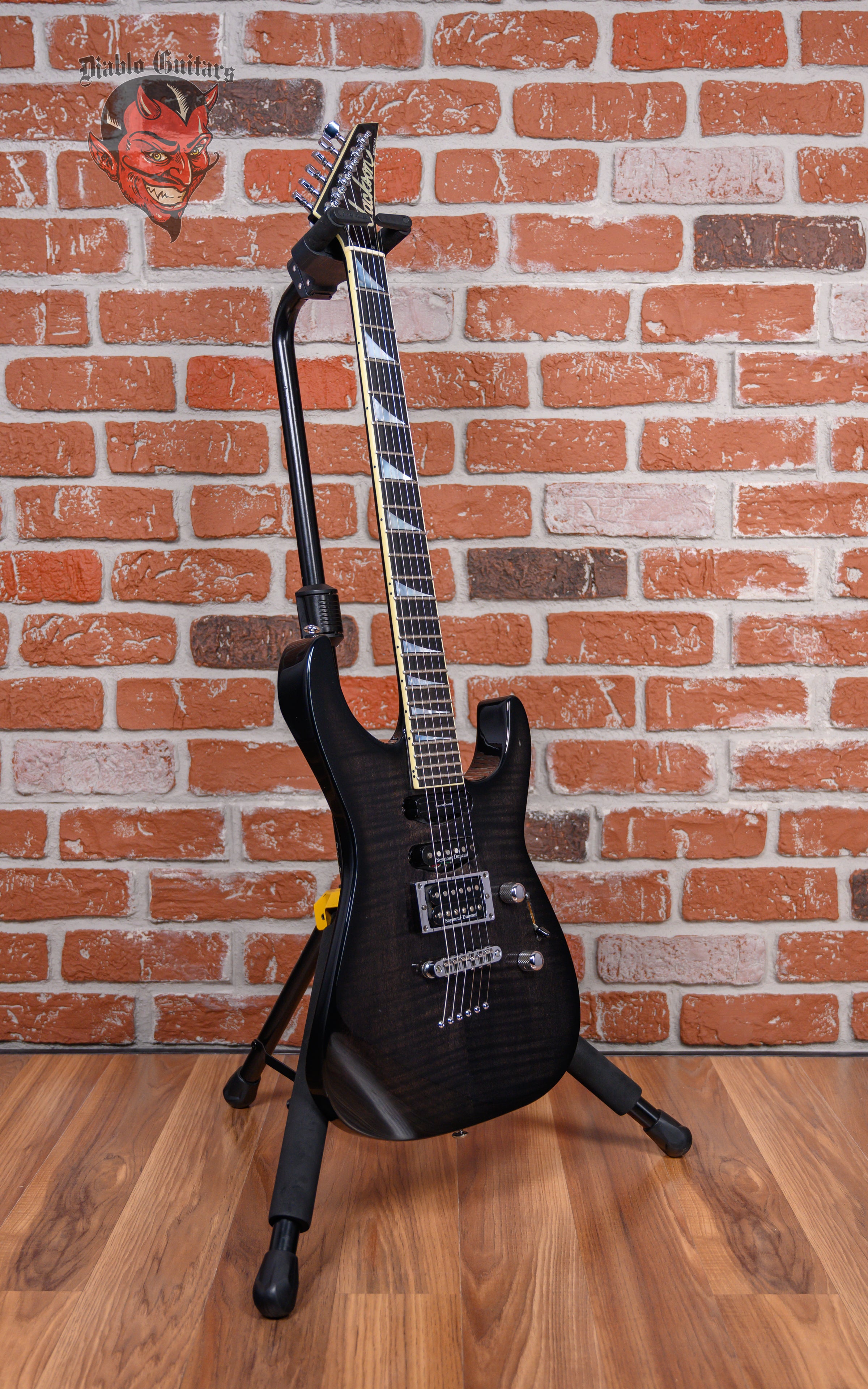 Jackson USA Select SL1T Soloist Flame Maple Top Transparent Black