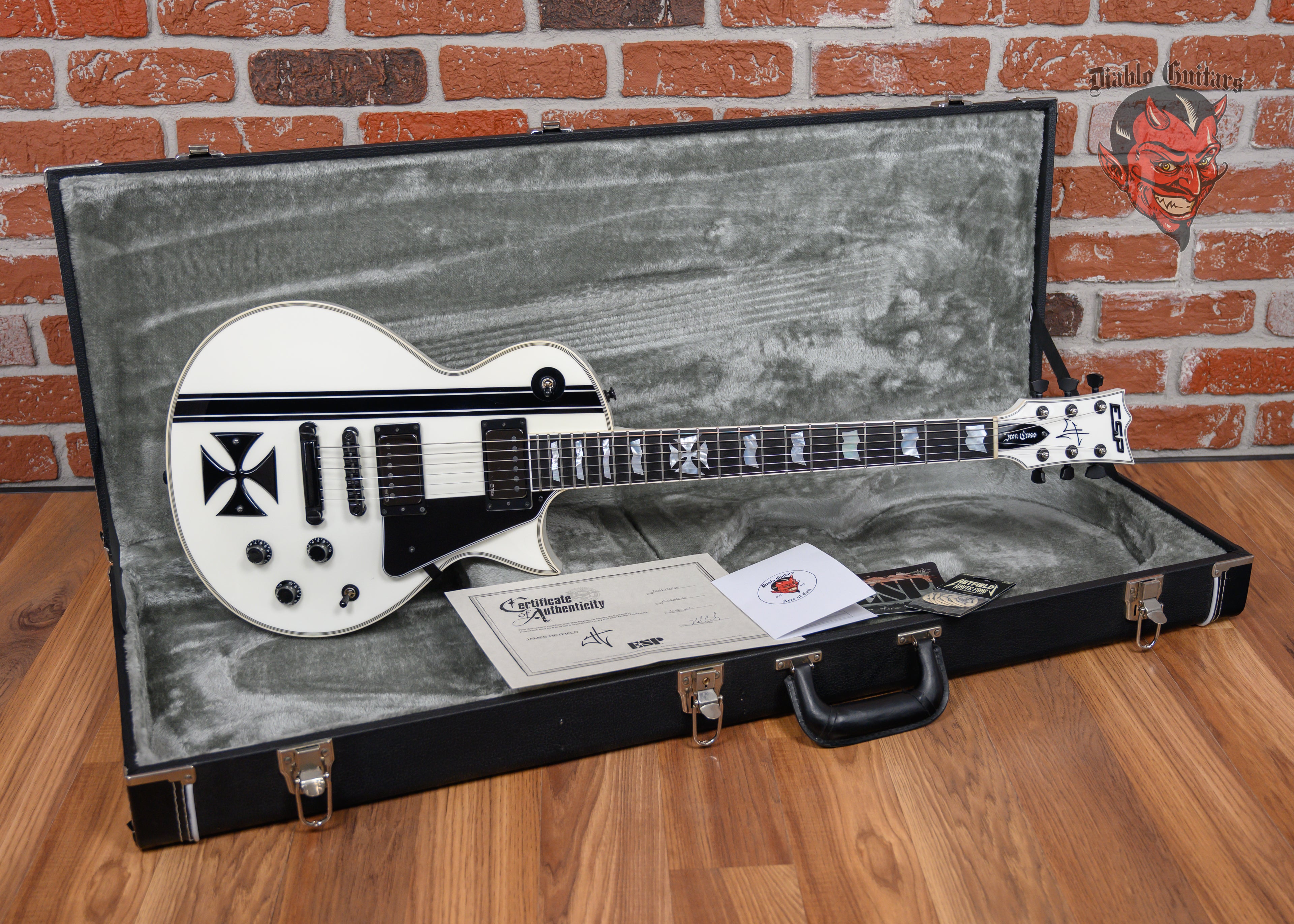ESP Signature Series James Hetfield Iron Cross Snow White w/ Black