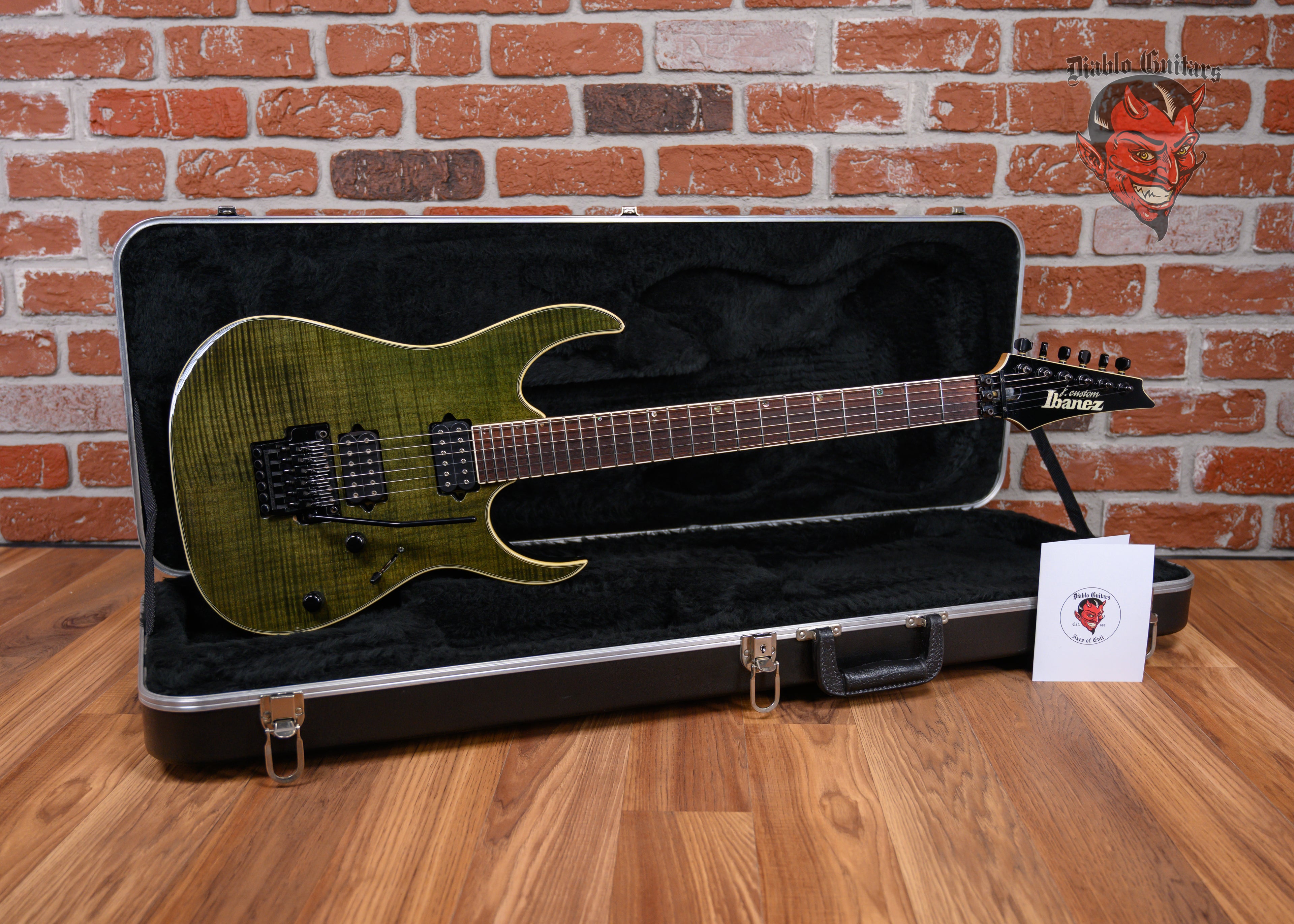 Ibanez J Custom RG1802 AAAA Flame Maple Top Silky Black 1997 w