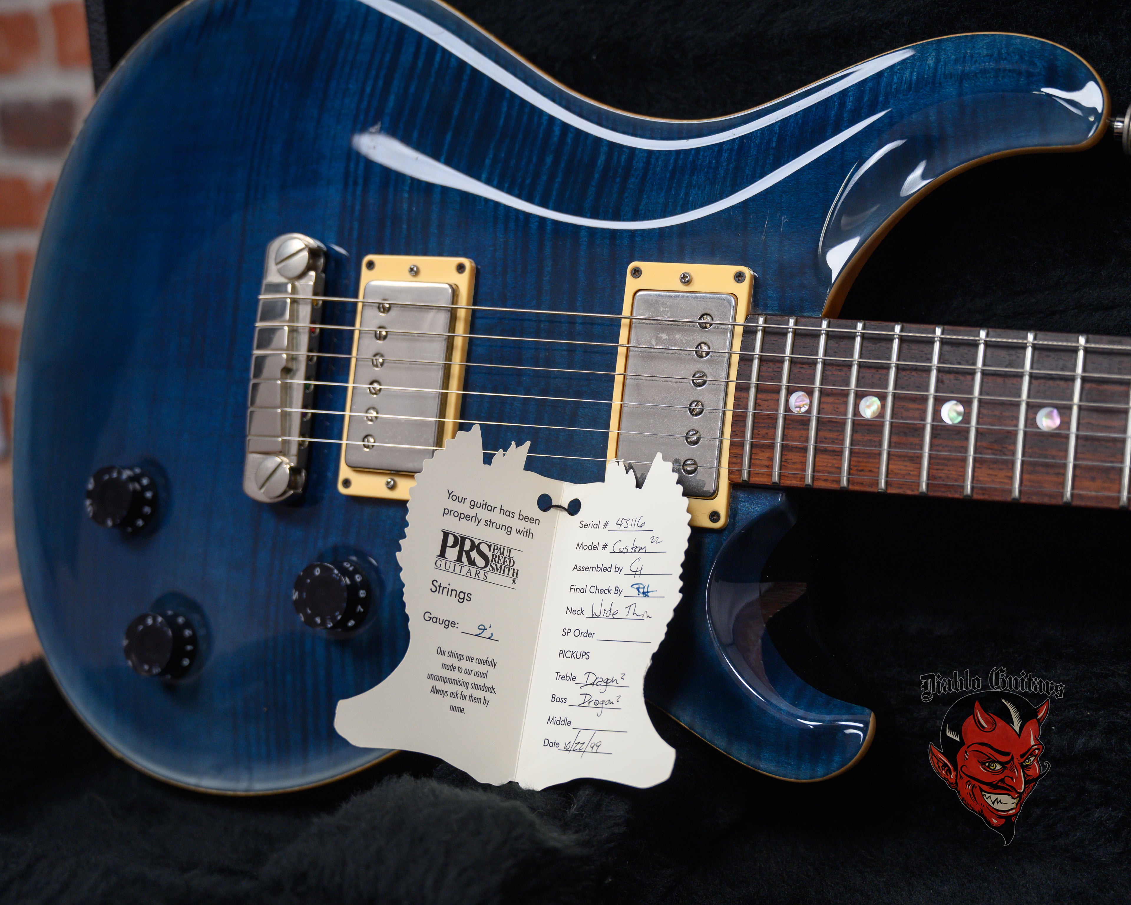 PRS Custom 22 Flame Maple 10 Top Whale Blue 1999 w/OHSC – Diablo
