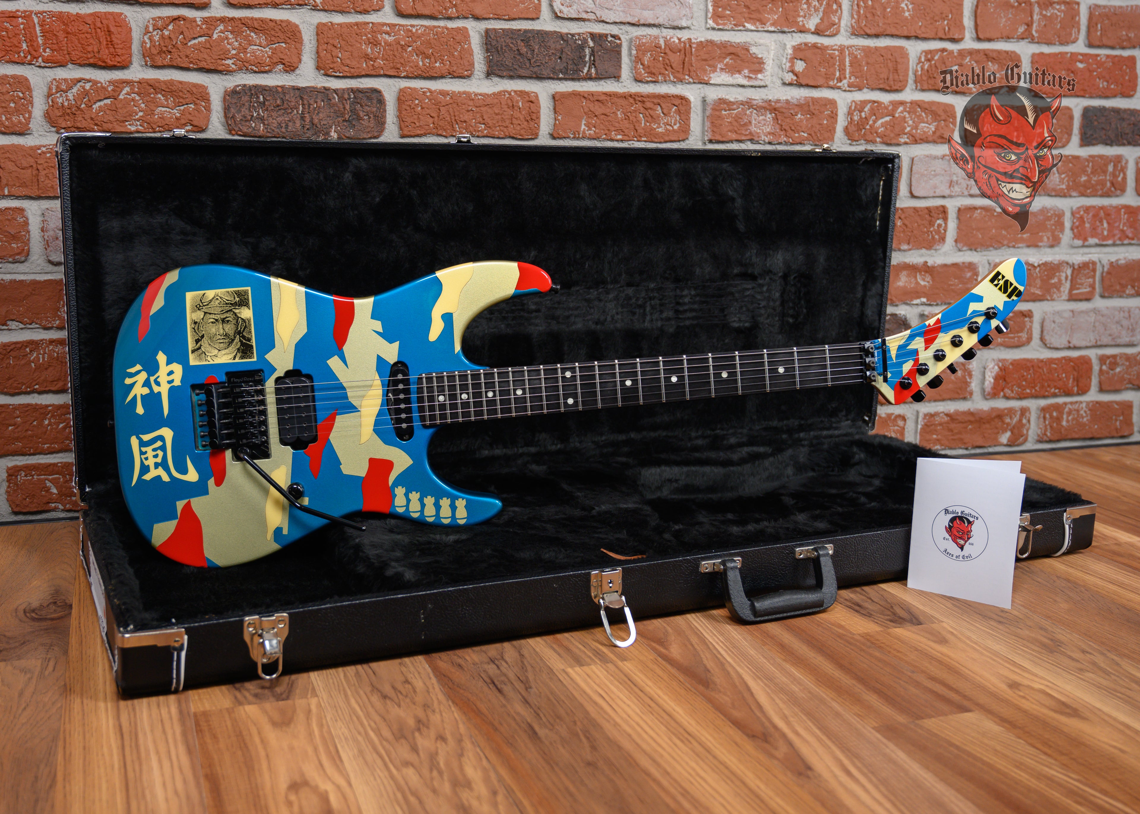 ESP Kamikaze II George Lynch Signature Blue Camo 1989 w/OHSC