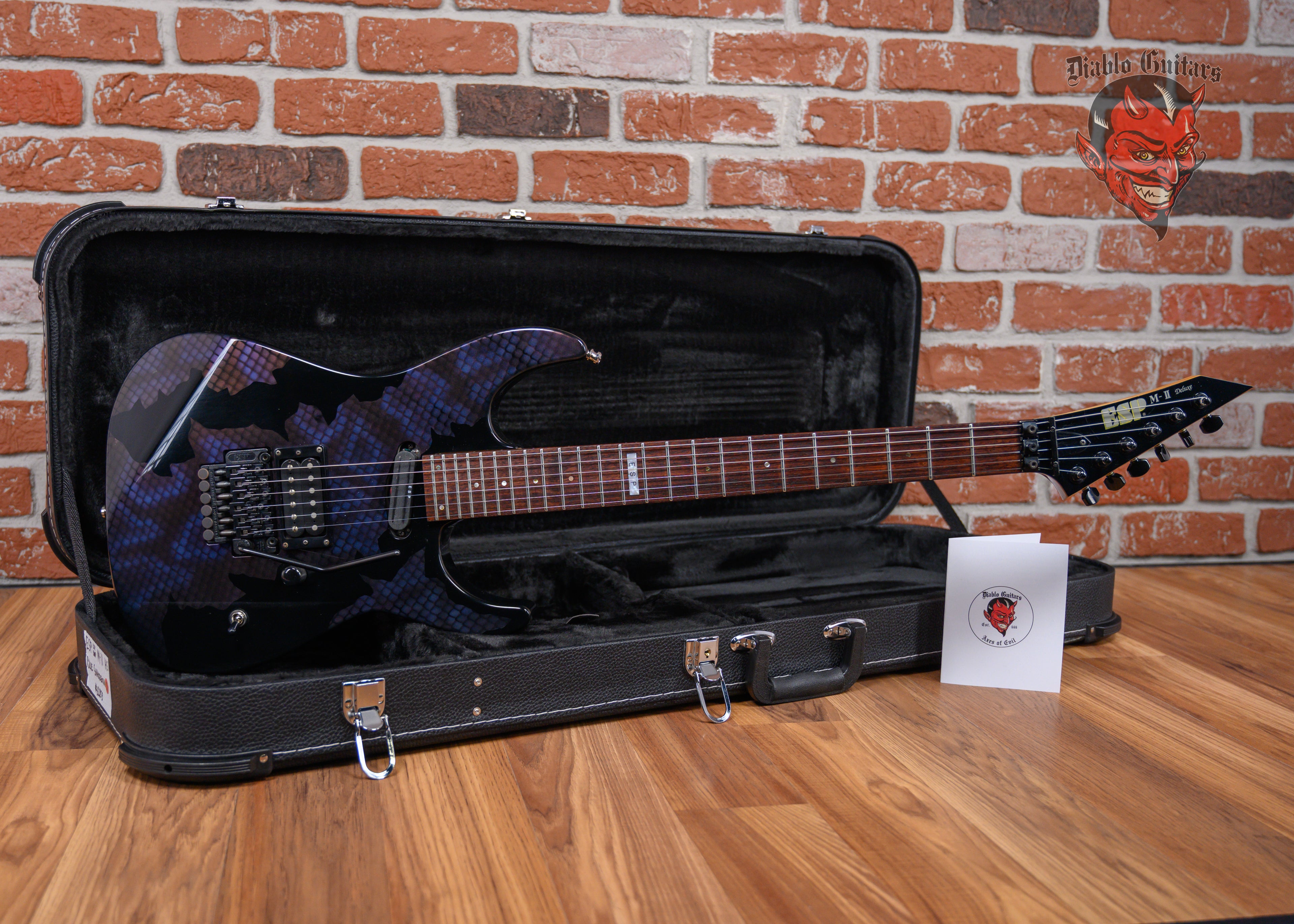 ESP M-II Deluxe Blue Snakeskin 1992 w/Hard Shell Case – Diablo Guitars
