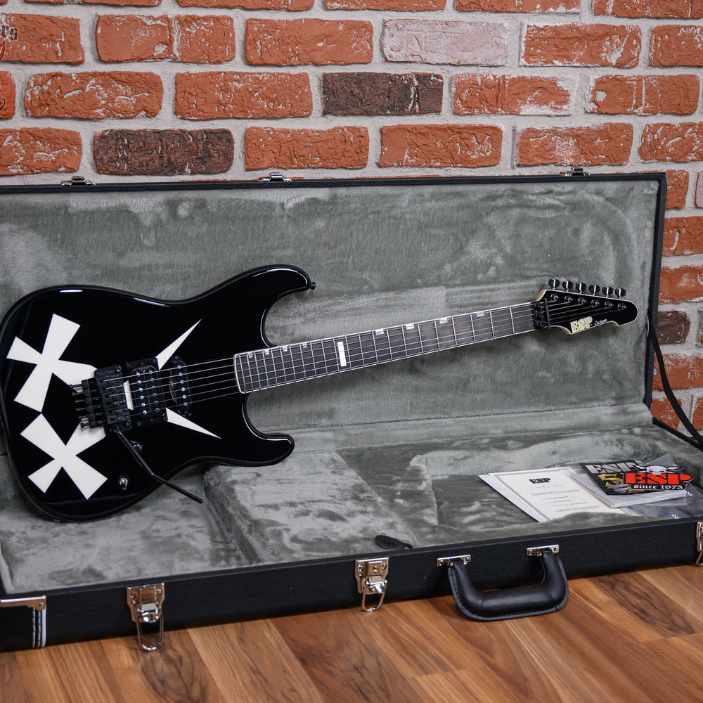ESP Custom Shop Chris Degarmo "Cross Daggers" ST Black With White Cross Daggers Graphic 2025 w/OHSC (Available now!
