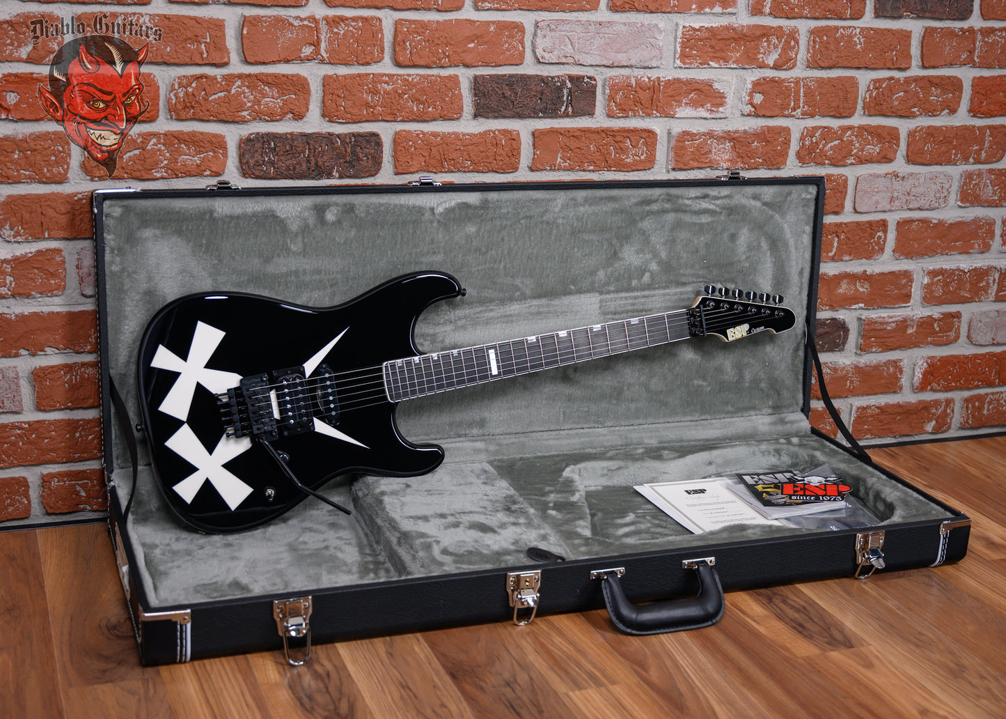 ESP Custom Shop Chris Degarmo "Cross Daggers" ST Black With White Cross Daggers Graphic 2025 w/OHSC (Available now!