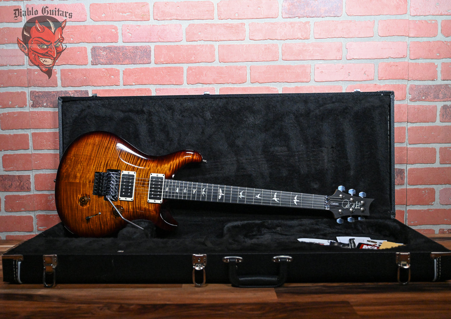 PRS Custom 24 Floyd Flame Maple 10-Top Black Gold Wrap Burst Flame Maple Neck 2014 w/OHSC