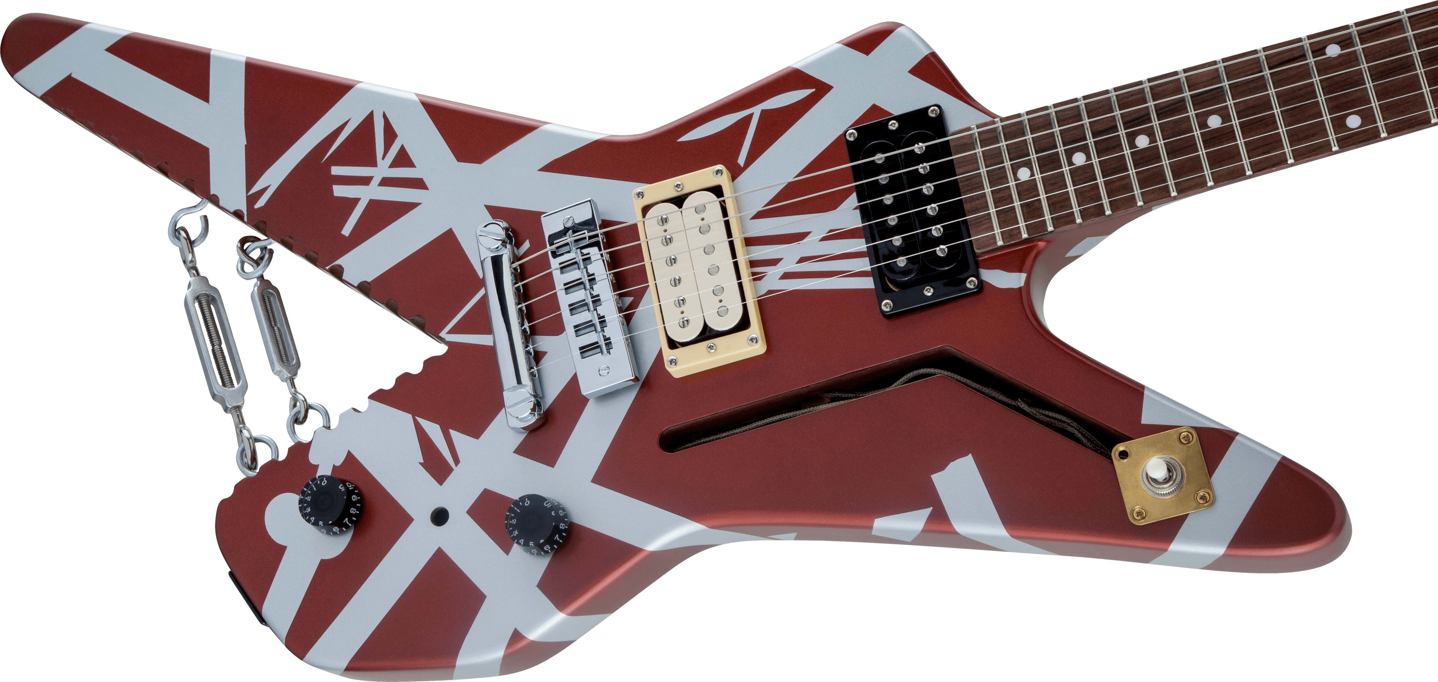 EVH Striped Series Shark Burgundy/Silver Stripes 2024 w/Gig bag