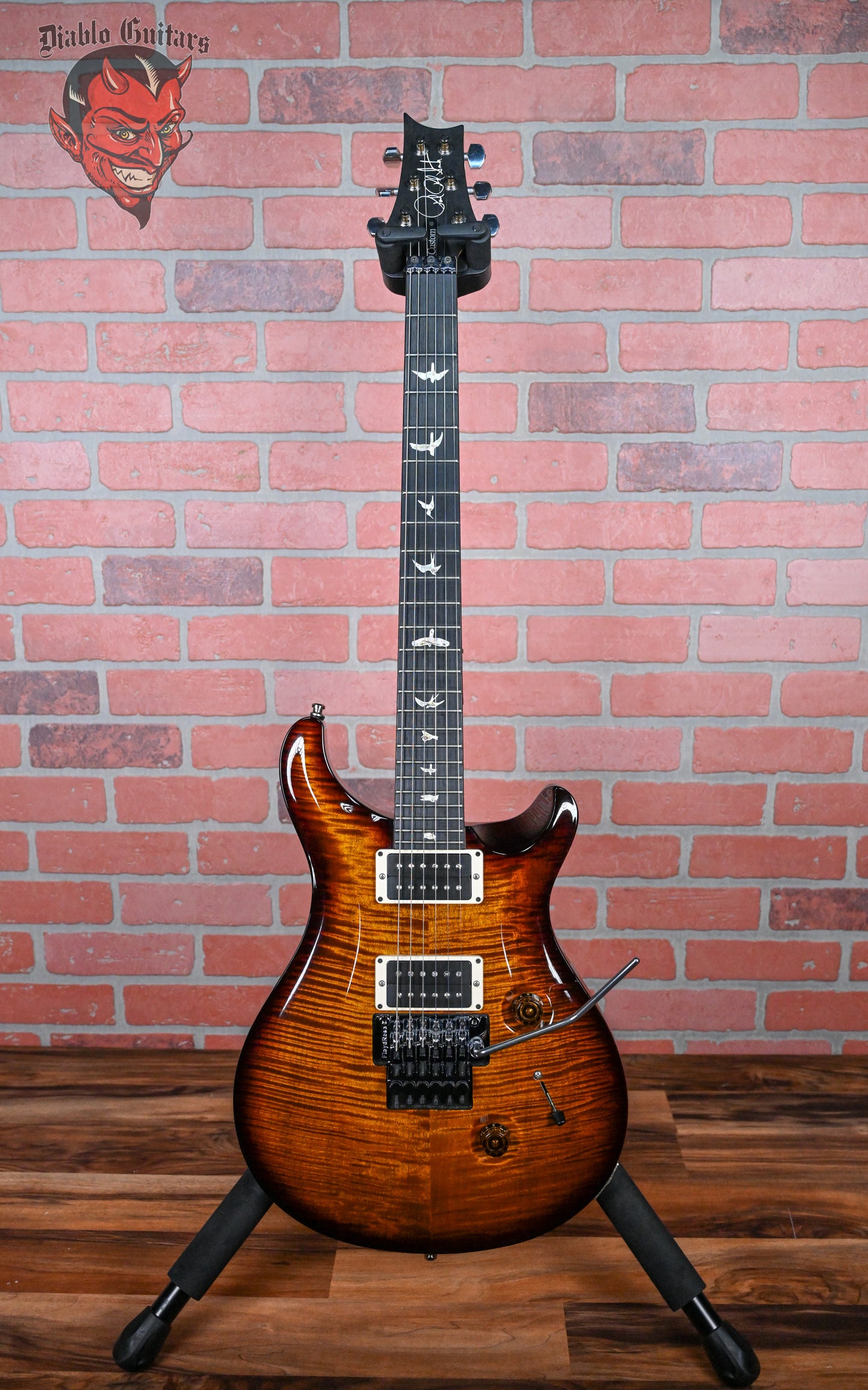 PRS Custom 24 Floyd Flame Maple 10-Top Black Gold Wrap Burst Flame Maple Neck 2014 w/OHSC