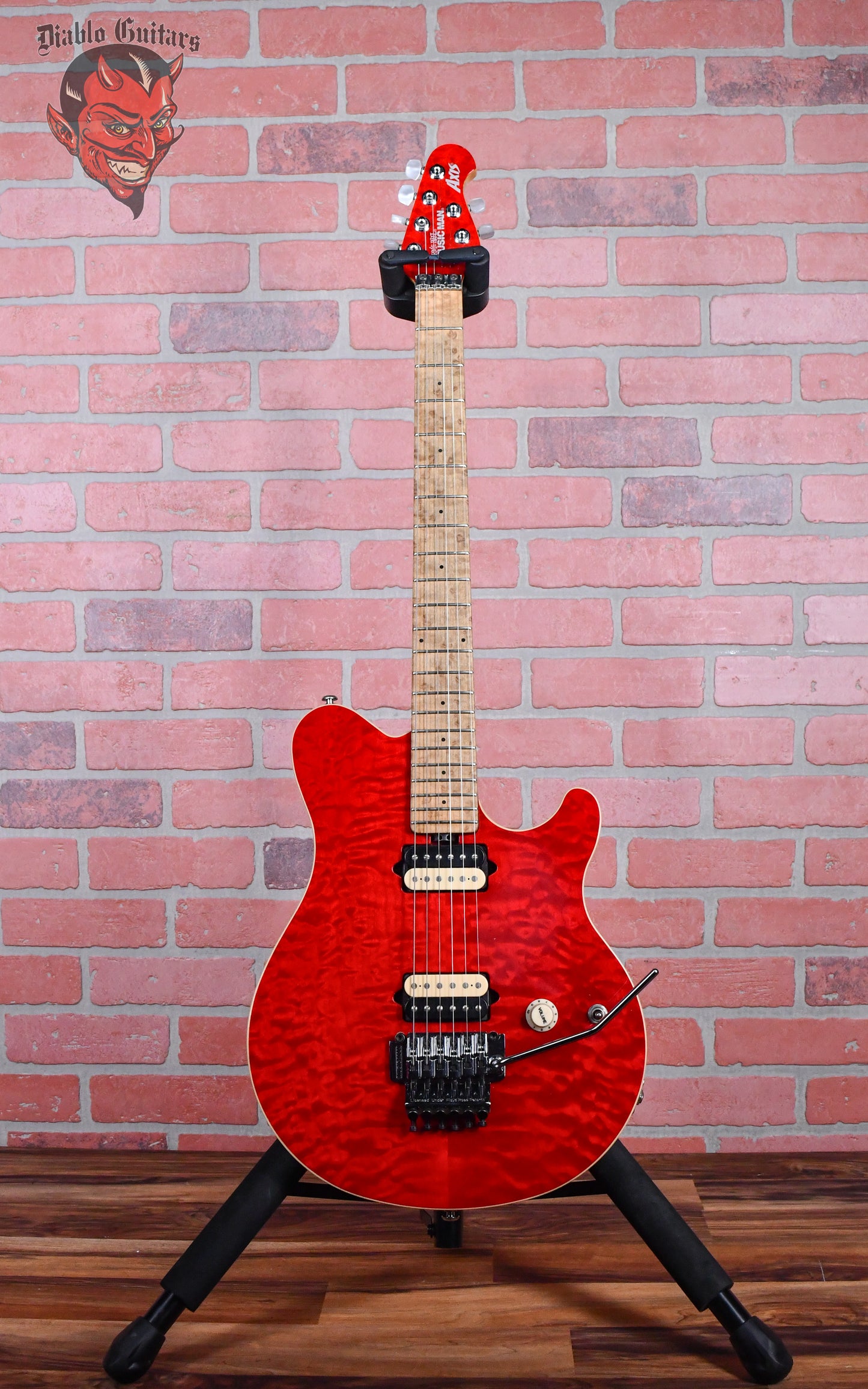 Ernie Ball Music Man Axis Quilt Maple Top Translucent Red 2001 w/OHSC