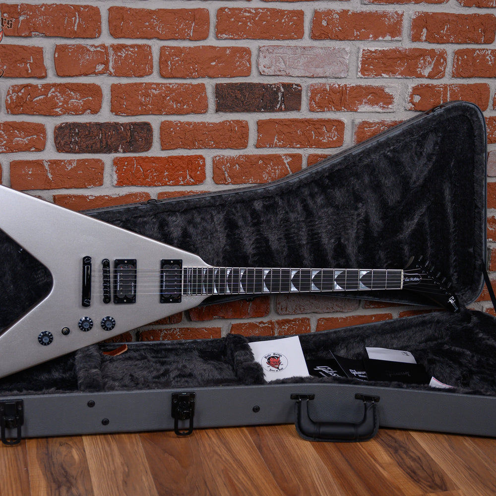 Gibson Dave Mustaine Signature Flying V EXP Demo Shop Metallic Silver 2022 w/OHSC