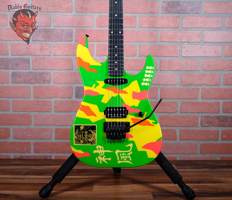 ESP Kamikaze IV George Lynch Signature Neon Green with Kamikaze Graphic 1989 w/Hardshell Case