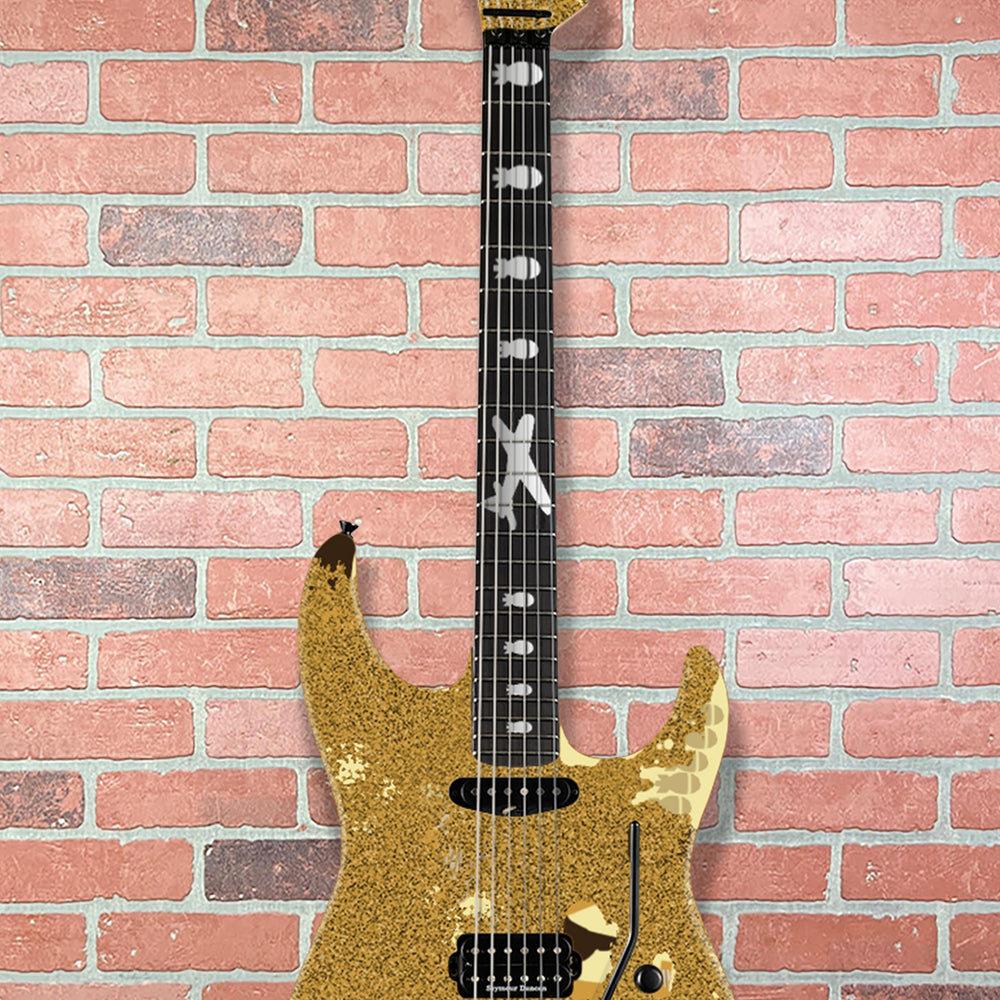 (Pre-Order) ESP Custom Shop George Lynch - Aztec Gold Sparkle Painted Over Kamikaze-III Graphic Distressed With Matching Headstock