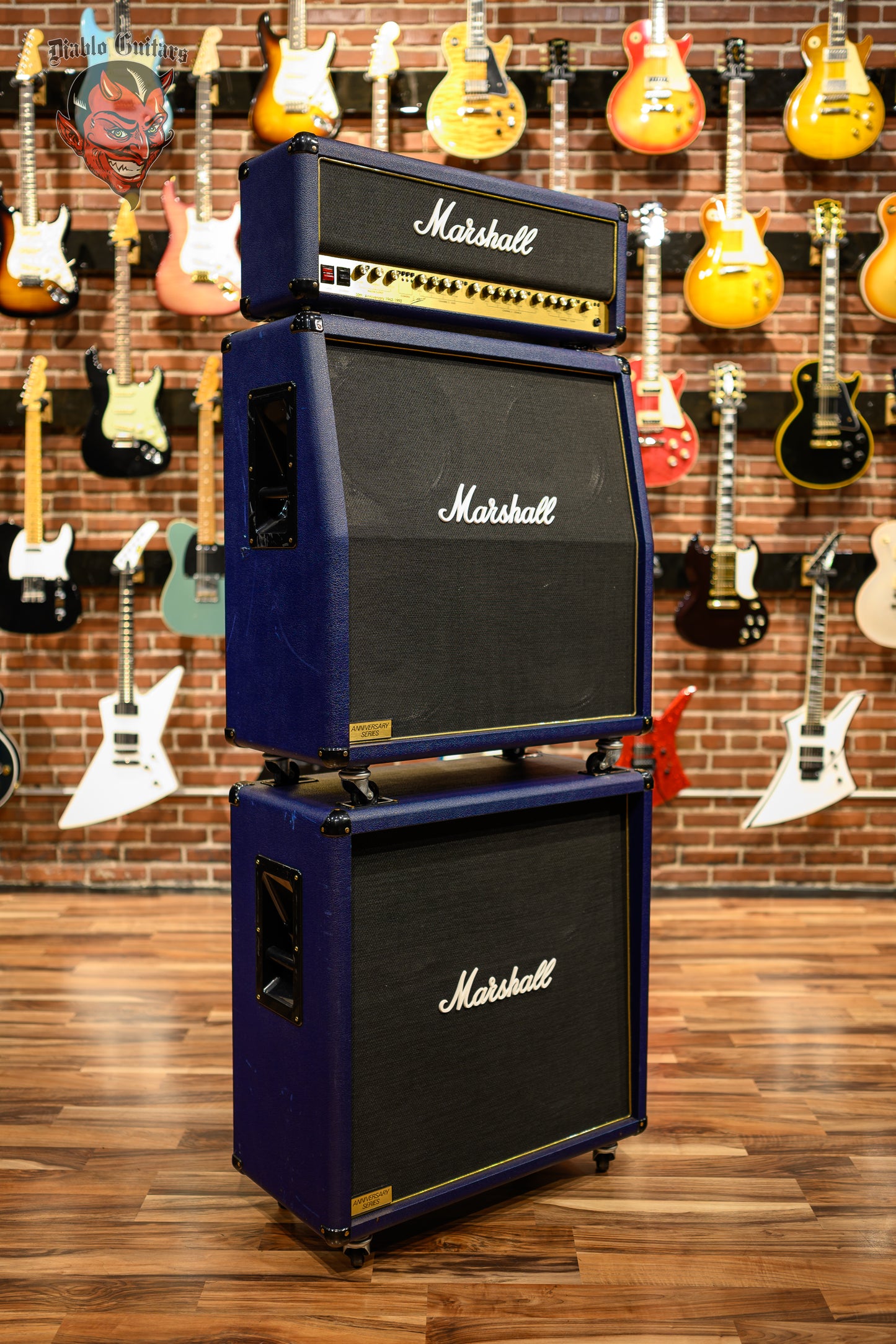 Marshall 6100 30th Anniversary Series 3-Channel 100-Watt Guitar Amp Head 1992 Blue w/ Matching 4x12 6960A & 6960B Cabs