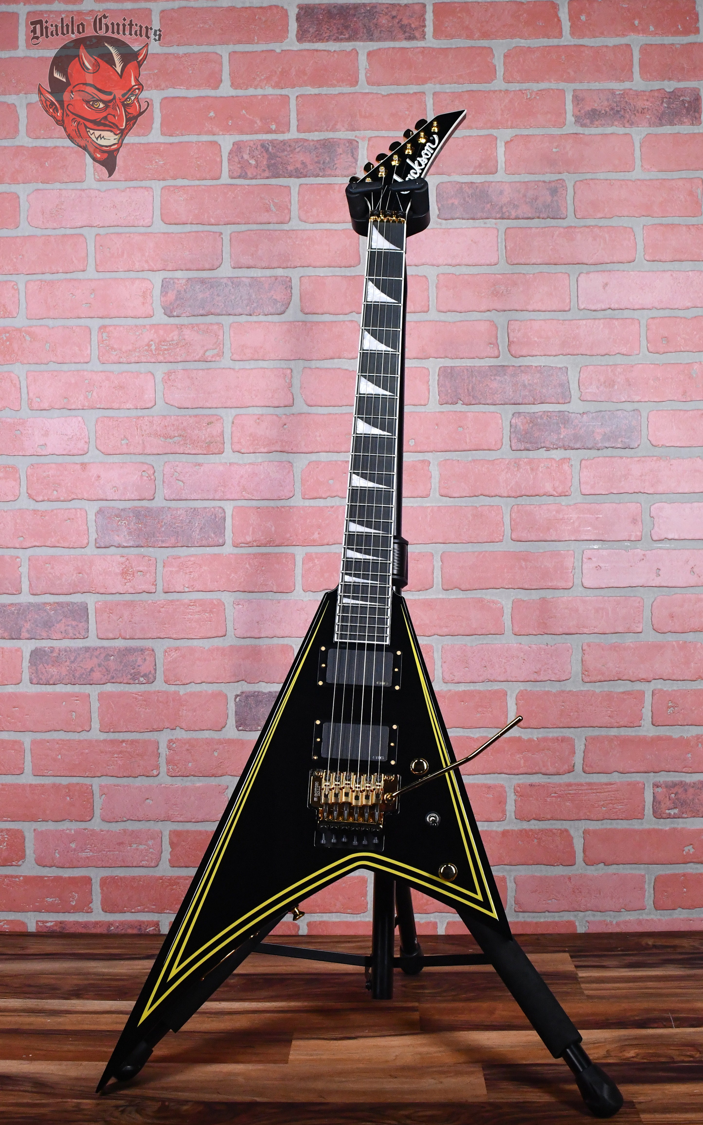 Jackson MJ Series Rhoads RR24MG Black with Yellow Pinstripes 2024 w/OSSC (B-stock)