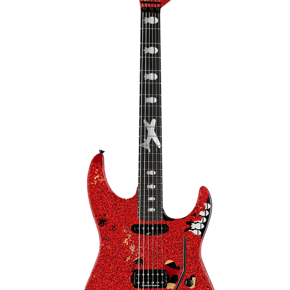 
                      
                        (Pre-Order) ESP Custom Shop George Lynch - Red Sparkle Painted Over Kamikaze-I Graphic Distressed With Matching Headstock
                      
                    