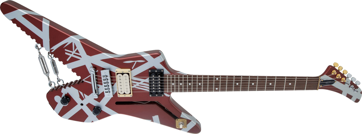 EVH Striped Series Shark Burgundy/Silver Stripes 2024 w/Gig bag