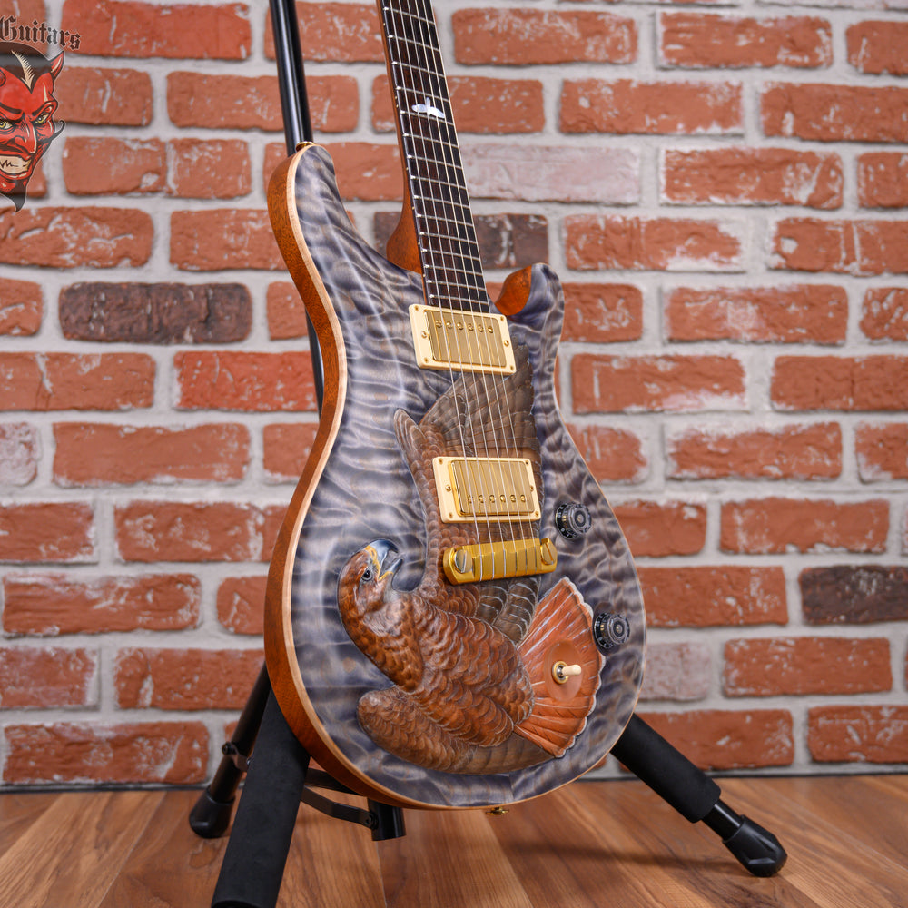 
                      
                        PRS Private Stock#6702 Custom 22 Quilted Maple Top with Floyd Sholz Hand Carved “Red Tail Hawk” in Satin Purple Mist 2018 w/OHSC
                      
                    