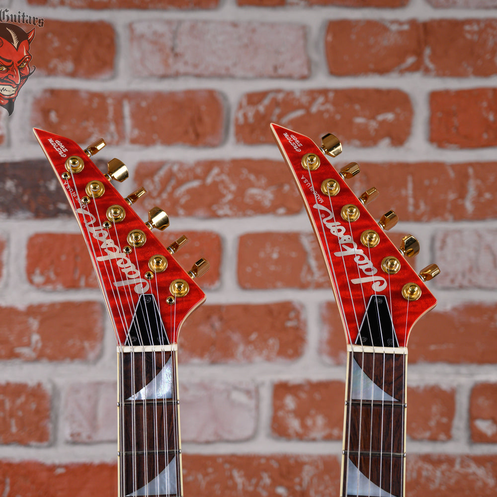 
                      
                        Jackson USA Custom Shop Master Built King V Double Neck Flame Maple Top in Transparent Red with Pinstripes 2007 w/OHSC
                      
                    