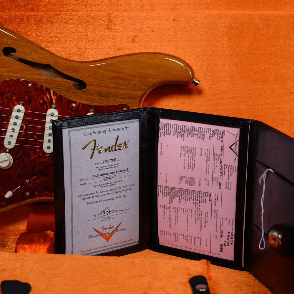 
                      
                        Fender Custom Shop Artisan Koa Stratocaster NOS Aged Natural 4A Flame Koa Top 2020 w/OHSC
                      
                    
