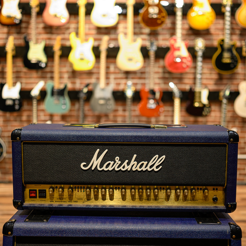 
                      
                        Marshall 6100 30th Anniversary Series 3-Channel 100-Watt Guitar Amp Head 1992 Blue w/ Matching 4x12 6960A & 6960B Cabs
                      
                    