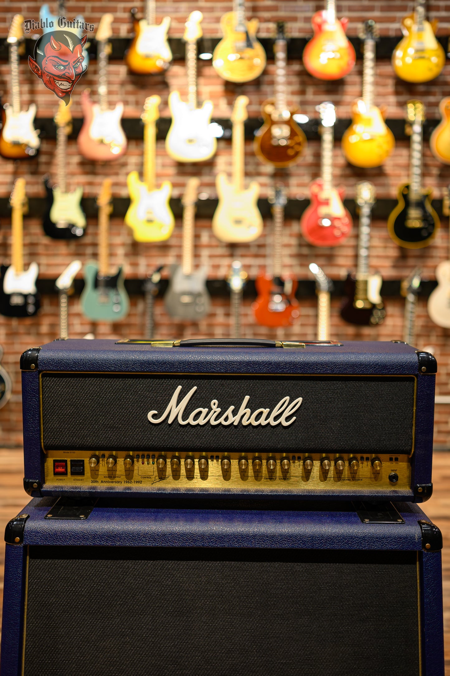 Marshall 6100 30th Anniversary Series 3-Channel 100-Watt Guitar Amp Head 1992 Blue w/ Matching 4x12 6960A & 6960B Cabs