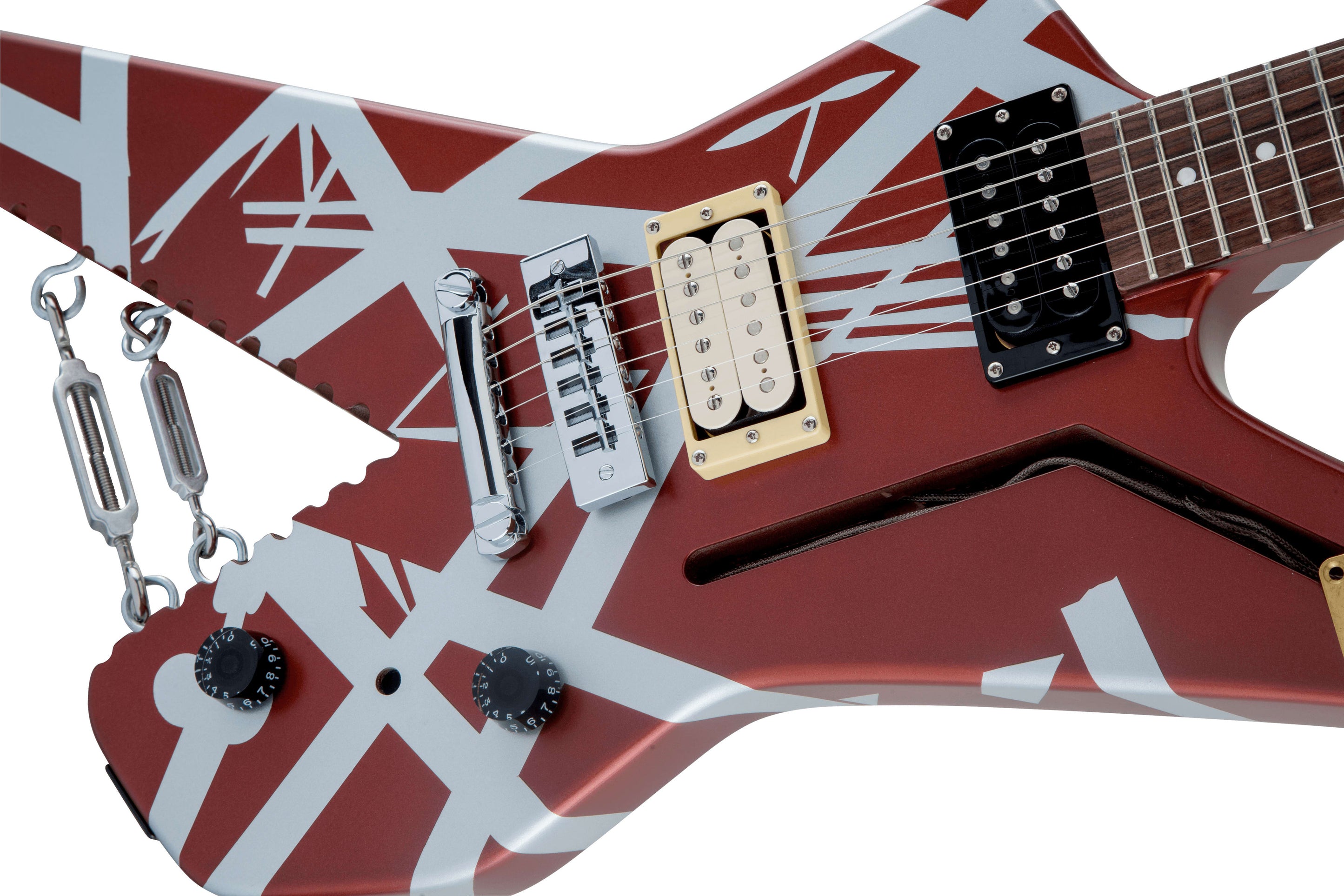 EVH Striped Series Shark Burgundy/Silver Stripes 2024 w/Gig bag