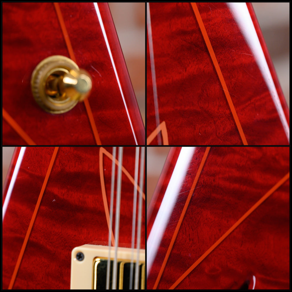 
                      
                        Jackson USA Custom Shop Master Built King V Double Neck Flame Maple Top in Transparent Red with Pinstripes 2007 w/OHSC
                      
                    