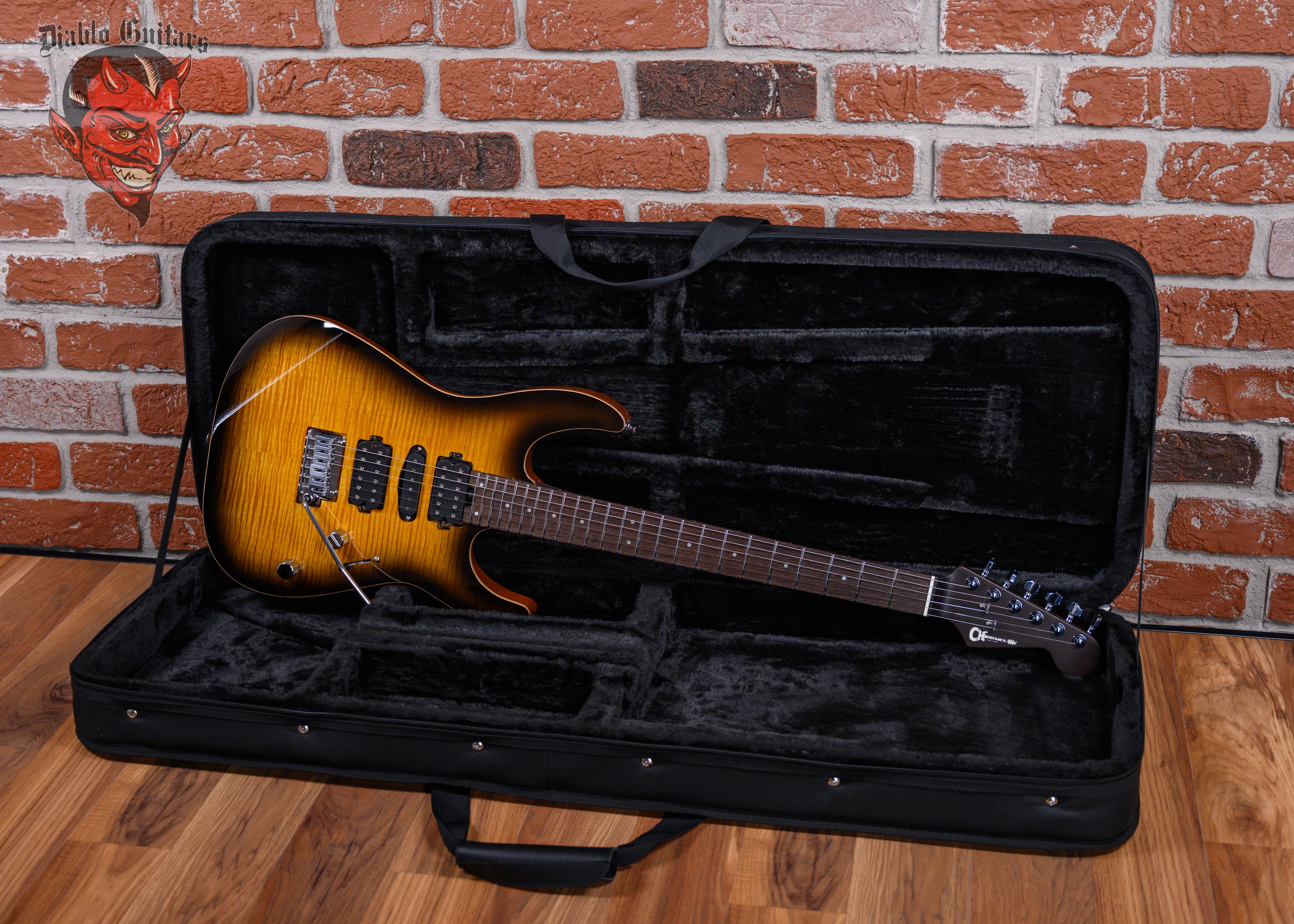 Charvel MJ Dinky DK24 HSH 2PT W MAH FM Flame Maple Top in Antique