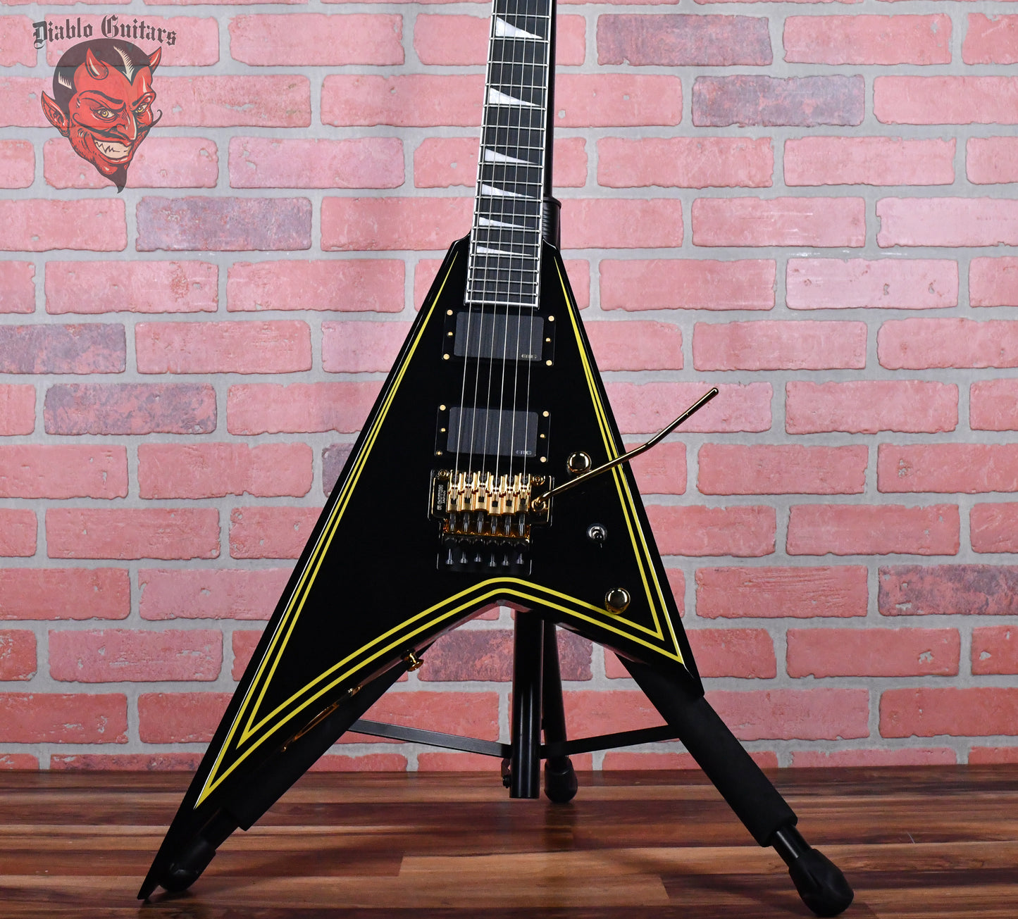 Jackson MJ Series Rhoads RR24MG Black with Yellow Pinstripes 2024 w/OSSC (B-stock)