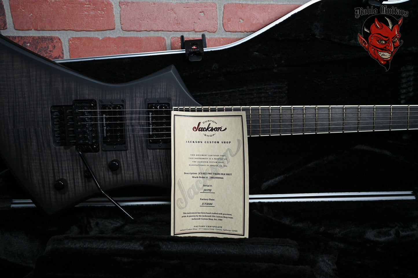 Jackson USA Custom Shop Kelly  KE2 Flame Maple Top Matte Satin Trans Black Burst W/Matching Reverse Headstock 2024 w/OHSC