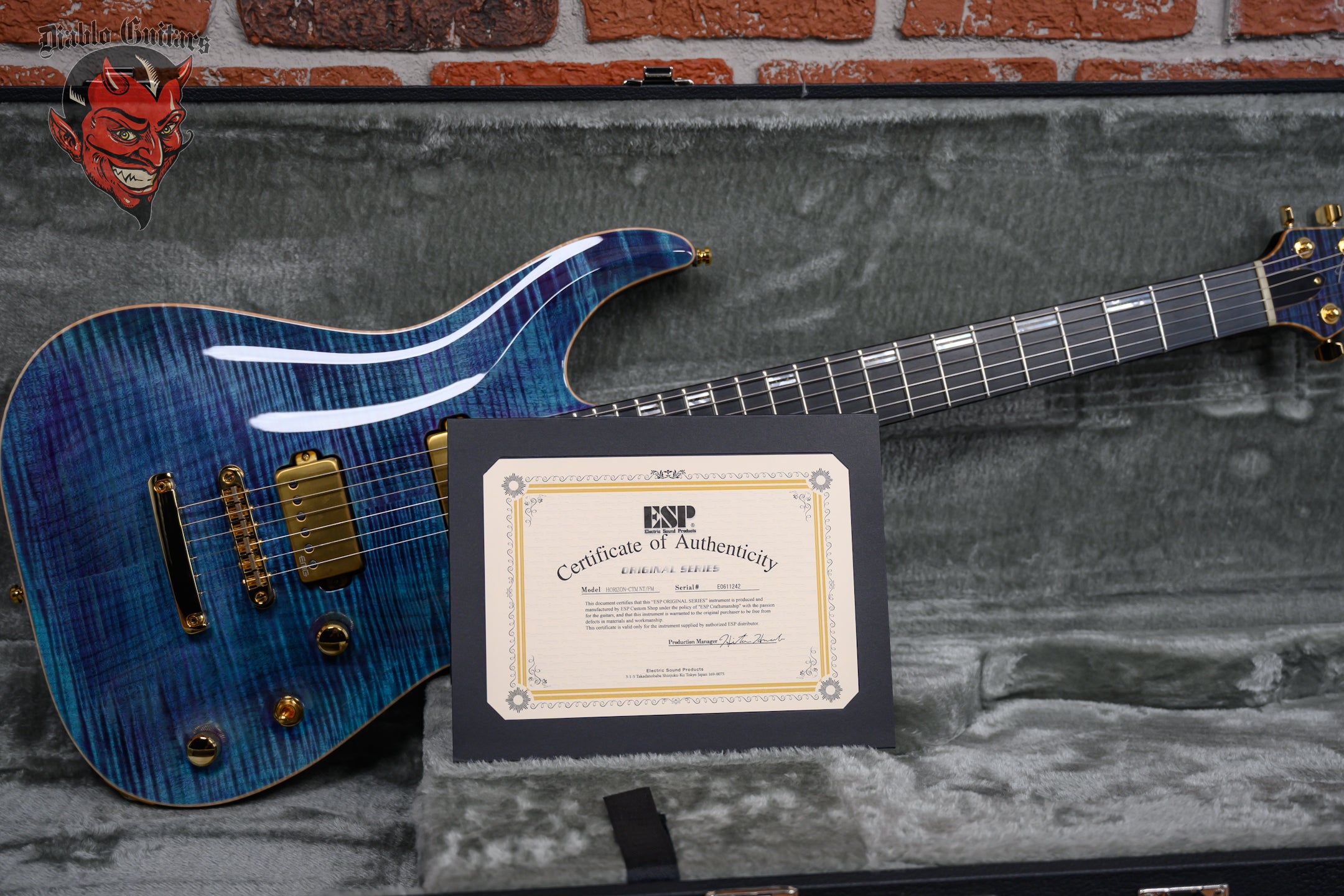 ESP Custom Shop CTM NT FM Horizon Flame Maple Top Indigo Purple