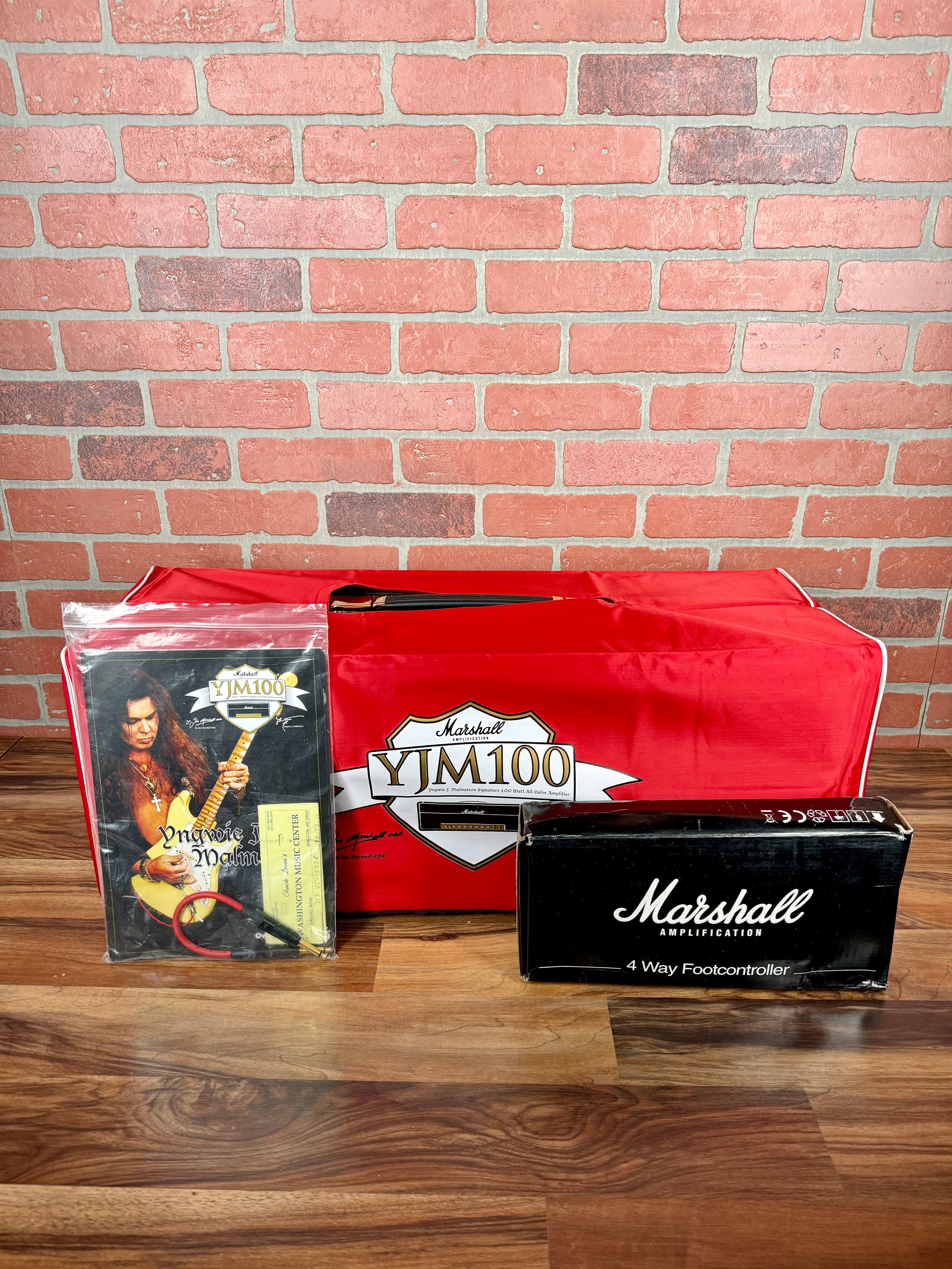 Marshall YJM100 Yngwie Malmsteen Signature 2-Channel 100-Watt Guitar Amp Head 2011 Black WIth Amp Cover, FootSwitch, Manual & Cable