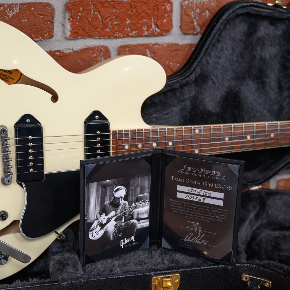 
                      
                        Gibson Custom Shop Artist Model Tamio Okudo Limited Edition 1959 ES-330 #130 Classic White VOS 2016 w/OHSC
                      
                    