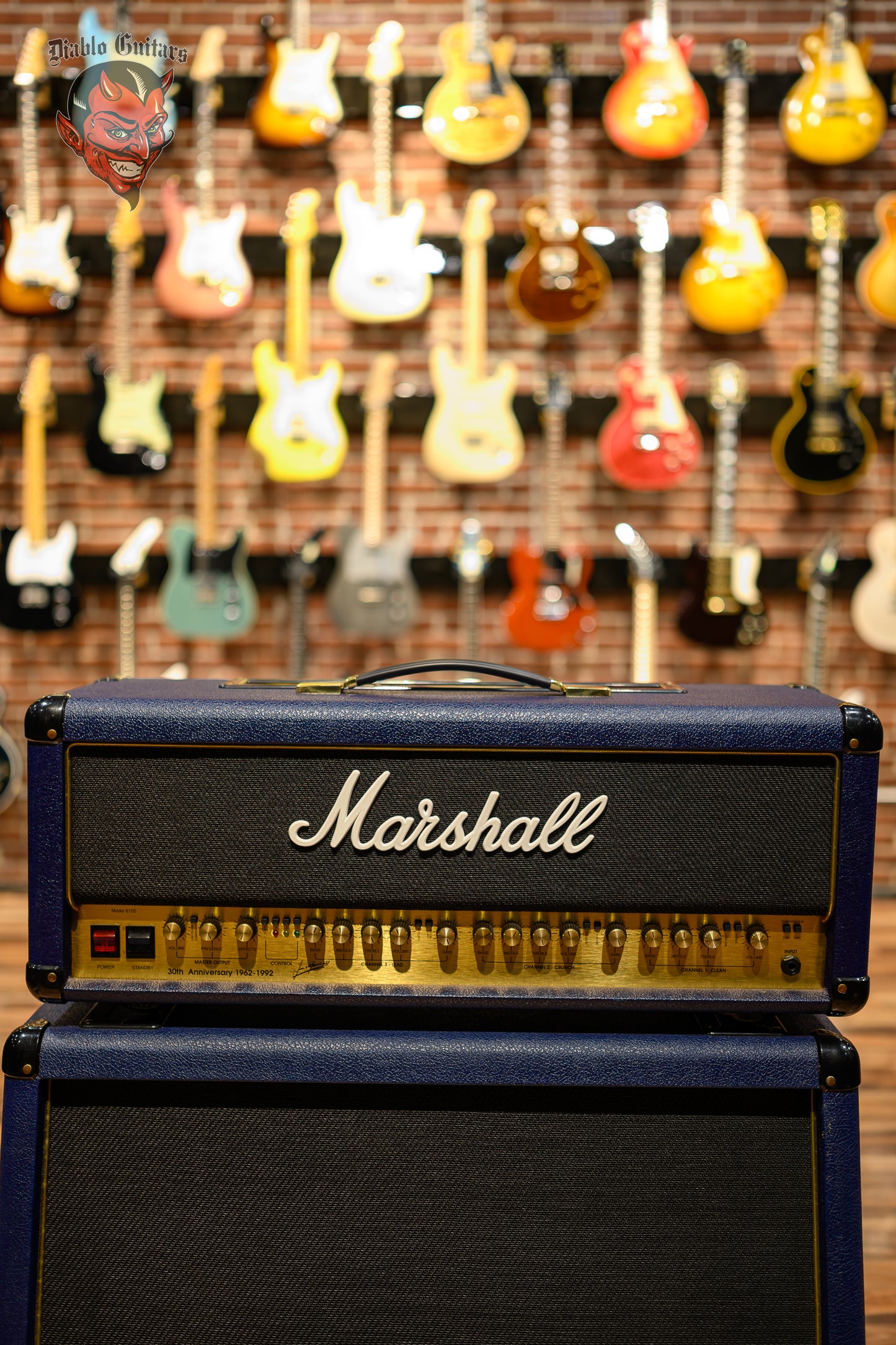 Marshall 6100 30th Anniversary Series 3-Channel 100-Watt Guitar Amp Head 1992 Blue w/ Matching 4x12 6960A & 6960B Cabs