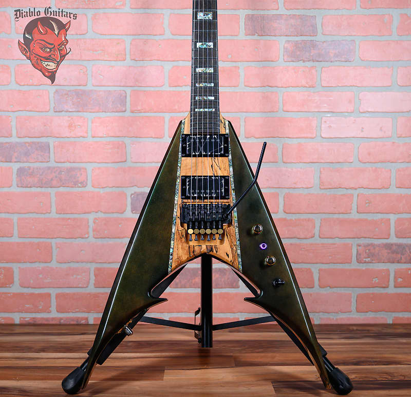 Bernie Rico Jr USA Custom Shop Vixen Spalted Maple Top Section Transparent Metallic Green Mid 2000s w/SKB TSA Hardshell Case