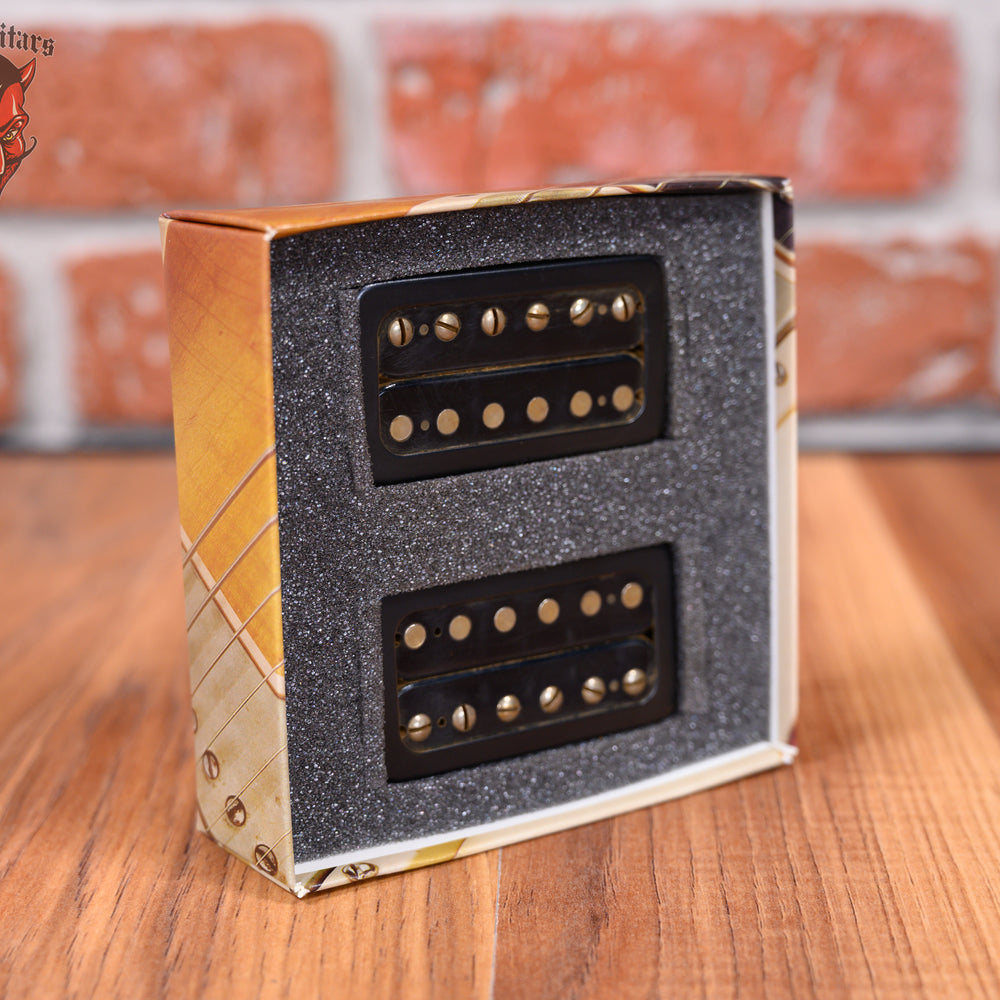 Bare Knuckle Polymath Humbucker Set Black TV Covers/ Aged Black Bobbins with Aged Nickel Screws in 50mm Standard Spacing