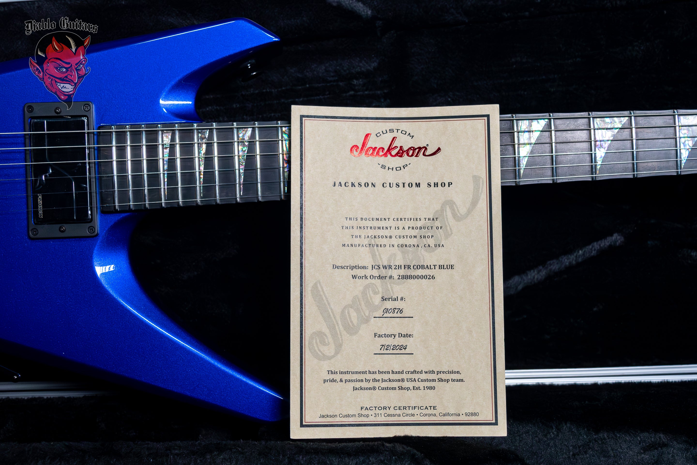 Jackson Custom Shop Special Edition Warrior WR2H FR 2024 Cobalt Blue Floyd Rose w/ OHSC COA