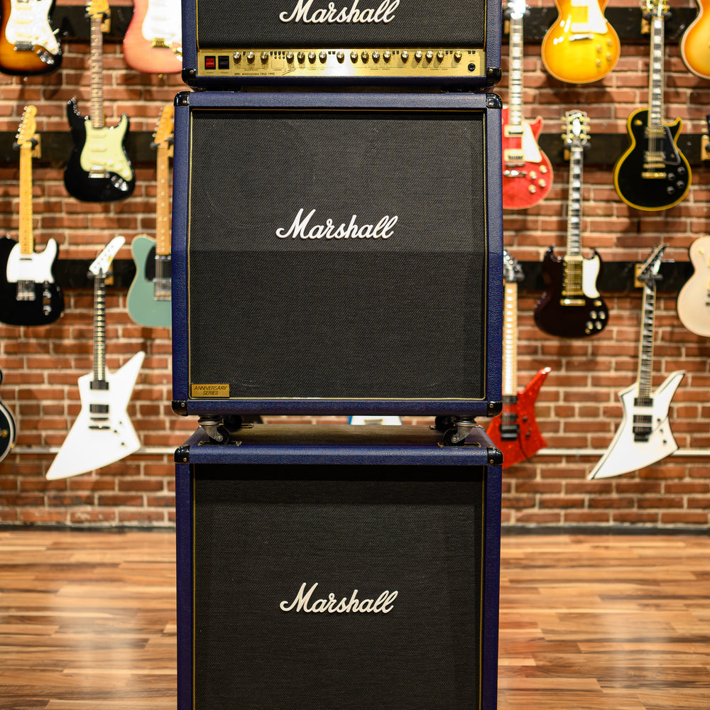 
                      
                        Marshall 6100 30th Anniversary Series 3-Channel 100-Watt Guitar Amp Head 1992 Blue w/ Matching 4x12 6960A & 6960B Cabs
                      
                    