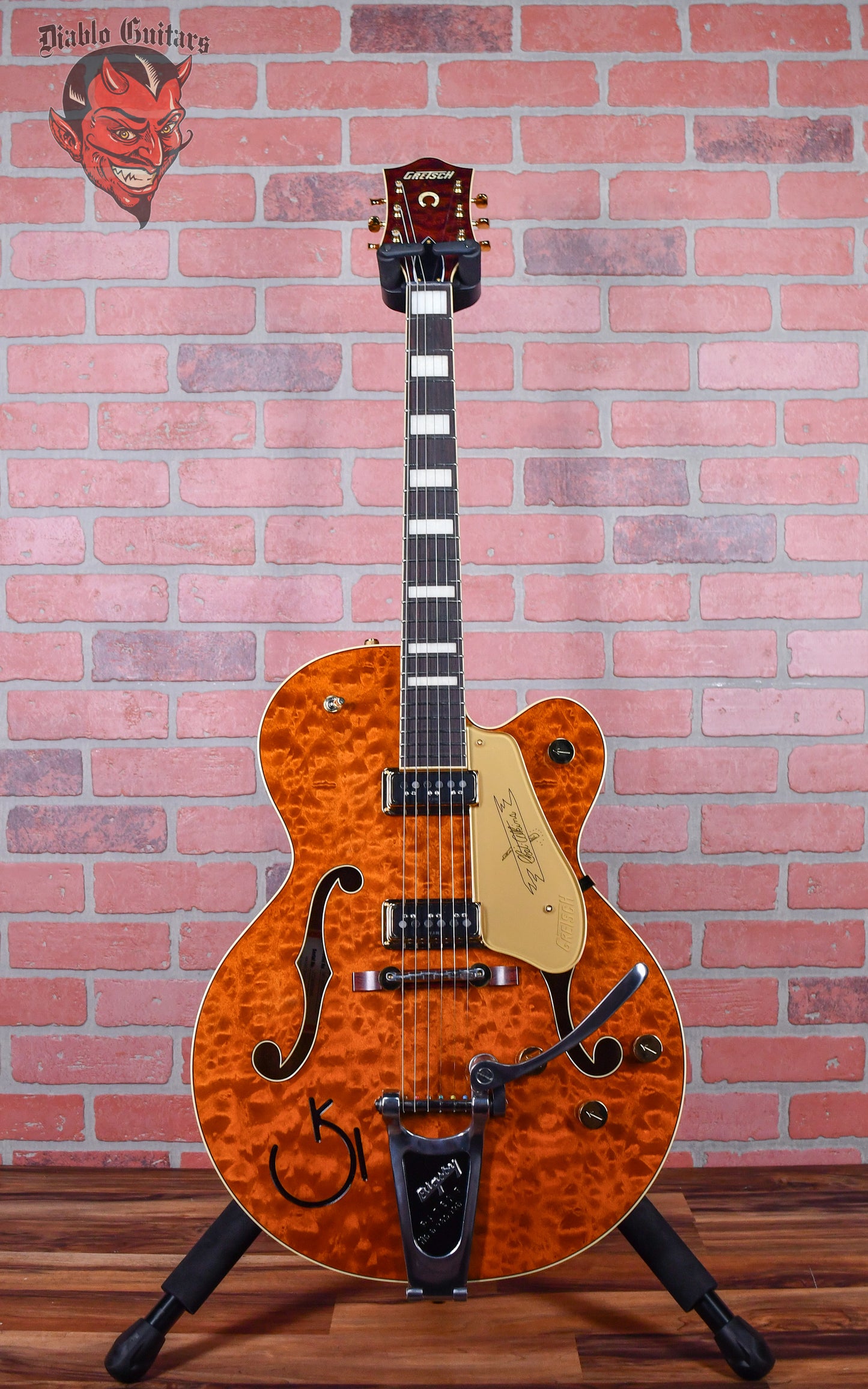 Gretsch G6120TGQM-56 Limited Edition Quilt Classic Chet Atkins Hollow Body with Bigsby Roundup Orange Stain Lacquer 2024 w/OHSC