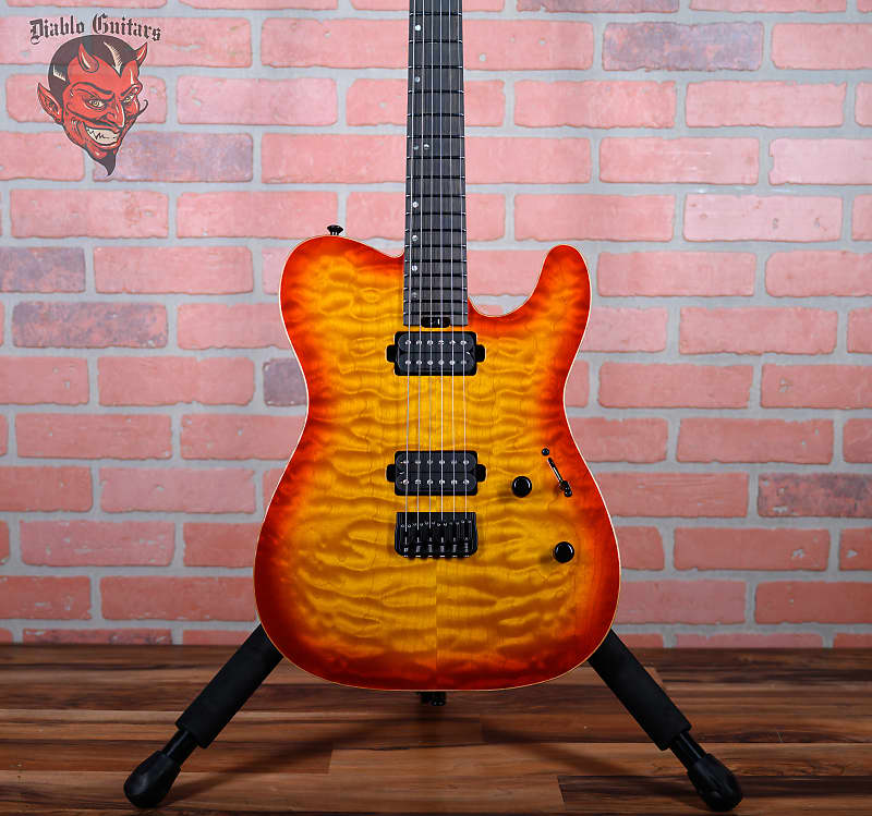 ESP USA Custom Shop TE-II HT Quilted Maple Top Amber Cherry Burst 2023 w/OHSC