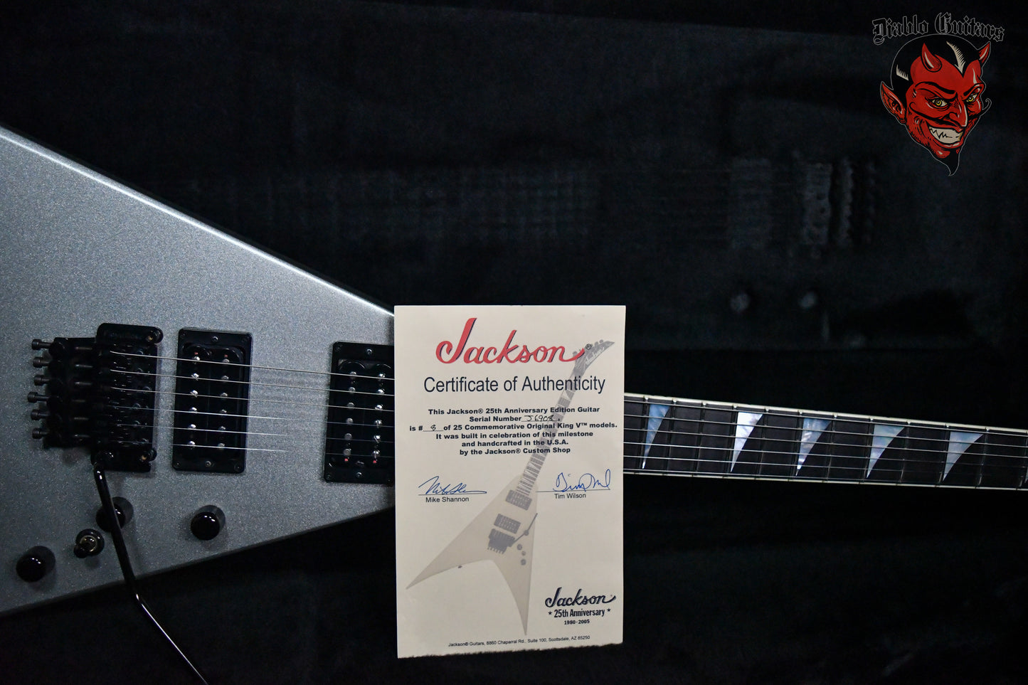 Jackson USA Custom Shop 25th Anniversary Double Rhoads King V #8 of 25 Mercedes Silver 2005 w/OHSC