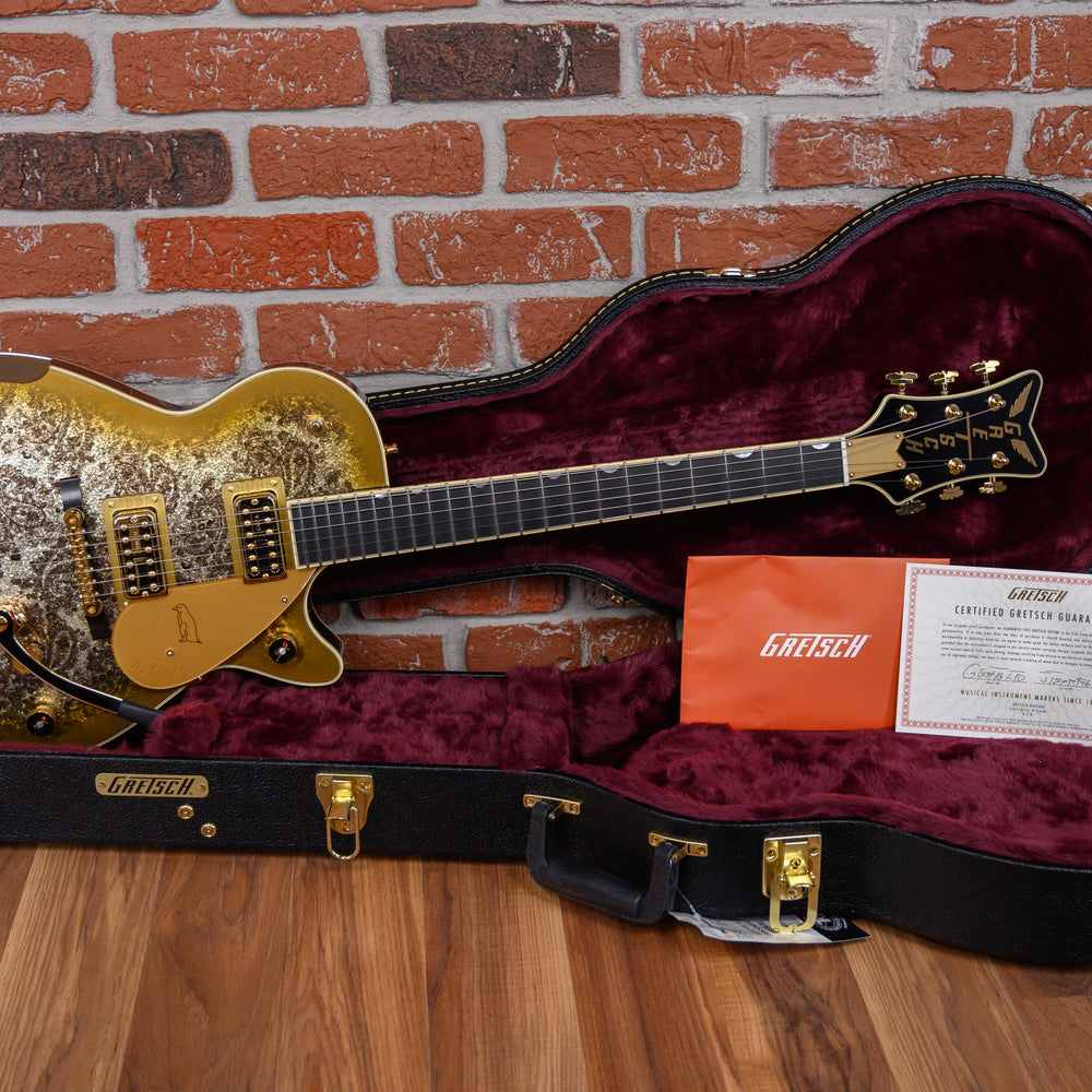 
                      
                        Gretsch G6134TG Limited Edition Paisley Penguin Gold Paisley & Sparkle Top 2025 w/OHSC
                      
                    