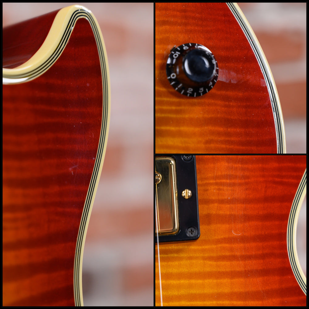 
                      
                        Gibson Custom Art & Historic Les Paul Custom 24 Fret AAA Flame Maple Top Heritage Cherry Sunburst 2003 w/OHSC
                      
                    
