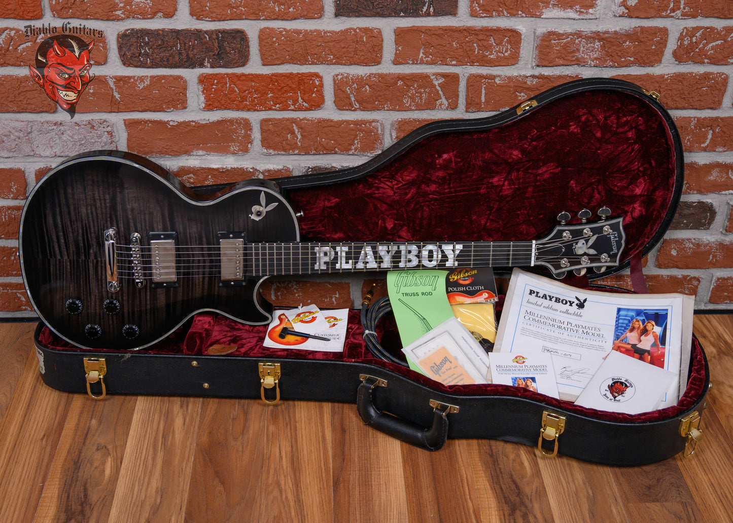 Gibson Les Paul Custom, Art & Historic Division Limited Edition Playboy Millennium Playmates Commemorative Model #17/50 Flame Maple Top Transparent Black Burst 2000 w/OHSC