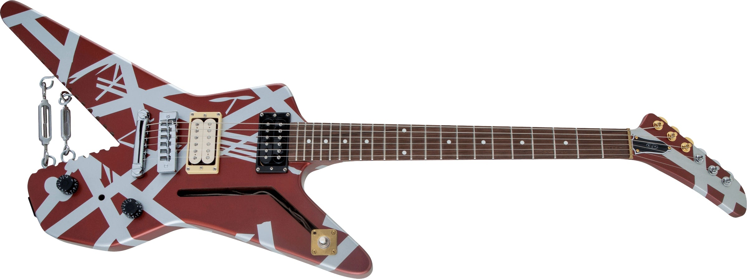 EVH Striped Series Shark Burgundy/Silver Stripes 2024 w/Gig bag